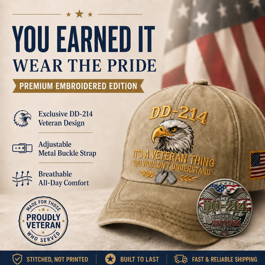DD-214 Veteran 3D Embroidered Cap - “IT'S A VETERAN THING YOU WOULDN'T UNDERSTAND”🎁 Free Badge With Every Cap Purchase