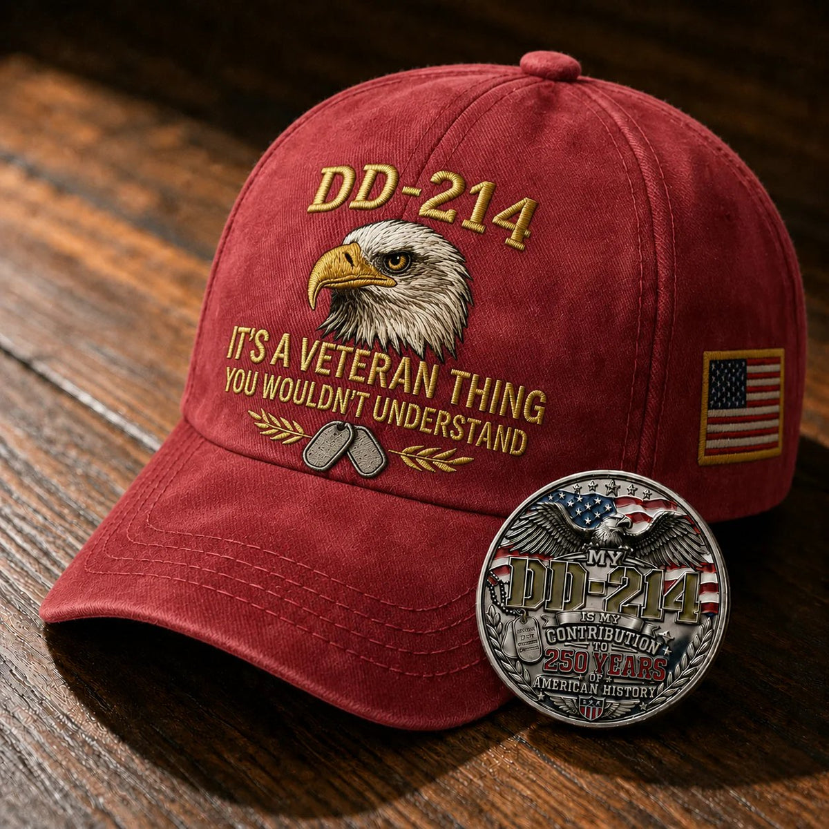 DD-214 Veteran 3D Embroidered Cap - “IT'S A VETERAN THING YOU WOULDN'T UNDERSTAND”🎁 Free Badge With Every Cap Purchase