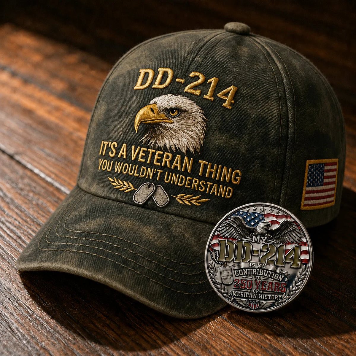 DD-214 Veteran 3D Embroidered Cap - “IT'S A VETERAN THING YOU WOULDN'T UNDERSTAND”🎁 Free Badge With Every Cap Purchase