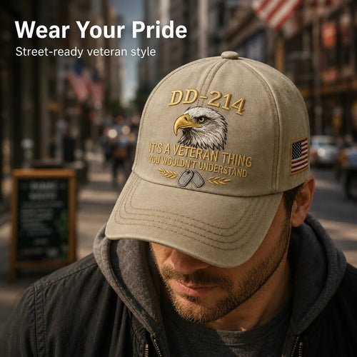 DD-214 Veteran 3D Embroidered Cap - “IT'S A VETERAN THING YOU WOULDN'T UNDERSTAND”🎁 Free Badge With Every Cap Purchase