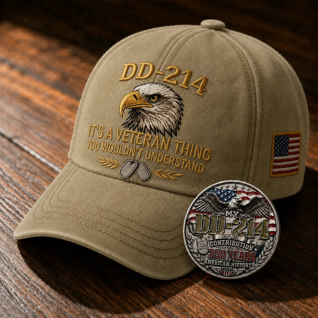 DD-214 Veteran 3D Embroidered Cap - “IT'S A VETERAN THING YOU WOULDN'T UNDERSTAND”🎁 Free Badge With Every Cap Purchase
