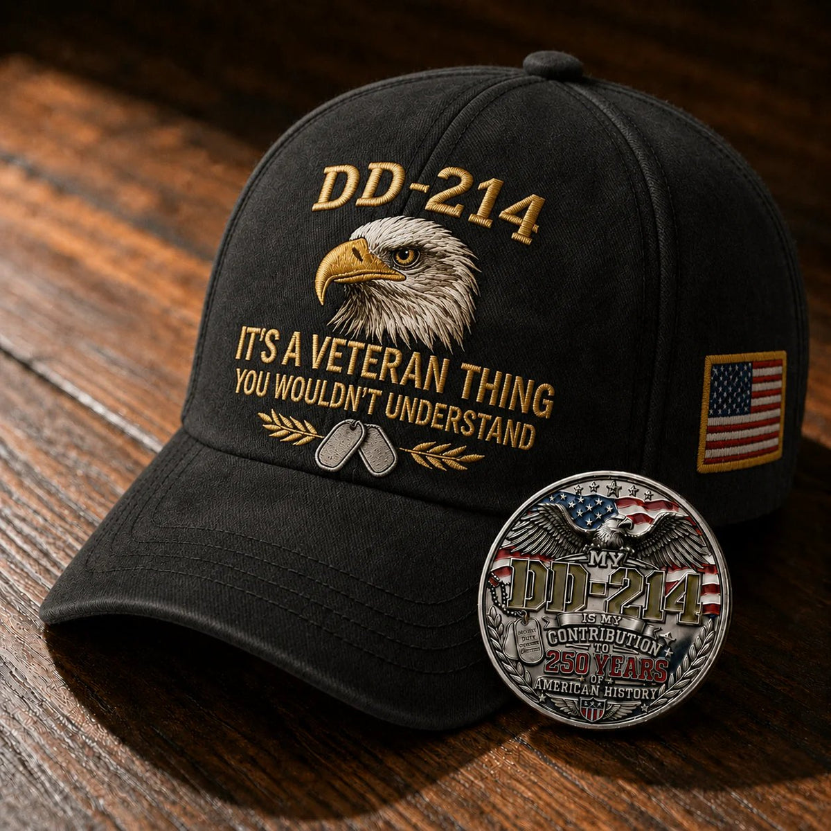 DD-214 Veteran 3D Embroidered Cap - “IT'S A VETERAN THING YOU WOULDN'T UNDERSTAND”🎁 Free Badge With Every Cap Purchase